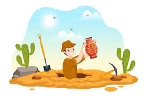 Virtuele opgraving illustratie